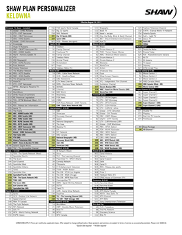 SHAW PLAN PERSONALIZER KELOWNA Effective August 24, 2011