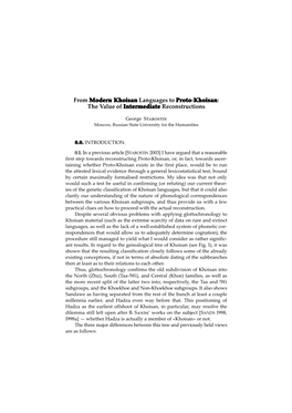 From Modern Khoisan Languages to Proto-Khoisan: the Value of Intermediate Reconstructions