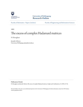 The Excess of Complex Hadamard Matrices H