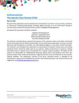 Anticonvulsants Therapeutic Class Review (TCR)