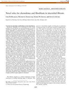 Novel Roles for Chemokines and Fibroblasts in Interstitial Fibrosis