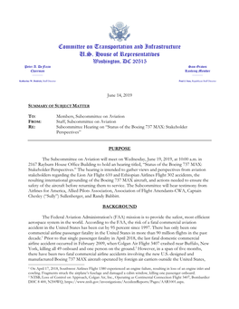 Committee on Transportation and Infrastructure U.S. House of Representatives Washington, DC 20515 Peter A