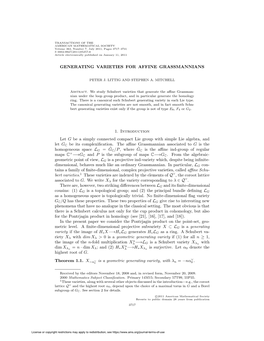 Generating Varieties for Affine Grassmannians 1