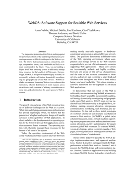 Webos: Software Support for Scalable Web Services