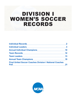 Division I Women's Soccer Records