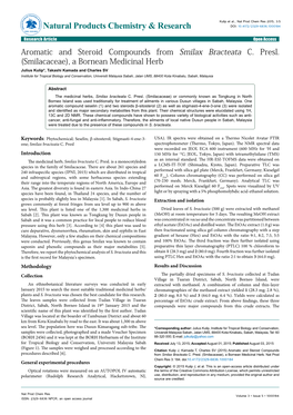 Aromatic and Steroid Compounds from Smilax Bracteata C. Presl