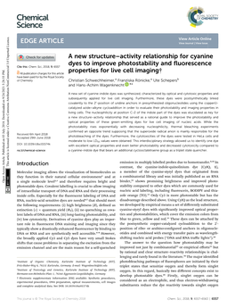 A New Structure–Activity Relationship for Cyanine Dyes to Improve Photostability and ﬂuorescence Cite This: Chem