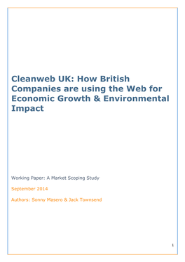 Cleanweb UK: How British Companies Are Using the Web for Economic Growth & Environmental Impact