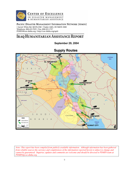 Iraqis; Food Distribution OK; Infrastructure Improving Very Slowly; Reconstruction and Humanitarian Operations Slow—Security, Supply, and Bureaucratic Impediments;