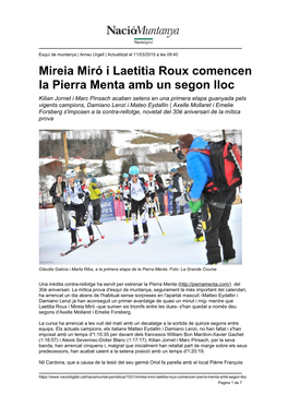 Mireia Miró I Laetitia Roux Comencen La Pierra Menta Amb Un Segon Lloc