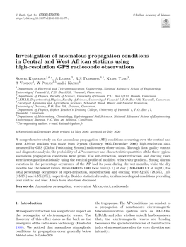 Investigation of Anomalous Propagation Conditions in Central and West African Stations Using High-Resolution GPS Radiosonde Observations