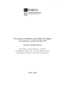 El Concepto De Sublime, Para Hablar De Religión En La Pintura a Partir Del Siglo XXI