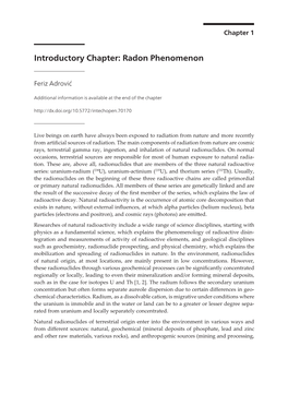 Introductory Chapter: Radon Phenomenon Introductory Chapter: Radon Phenomenon