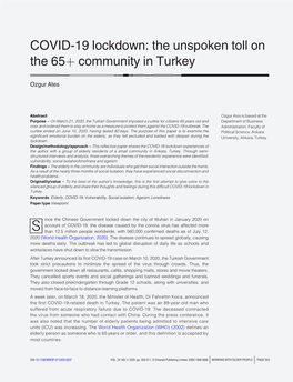 COVID-19 Lockdown: the Unspoken Toll on the 65+ Community in Turkey