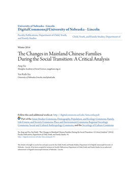 The Changes in Mainland Chinese Families During the Social Transition: a Critical Analysis