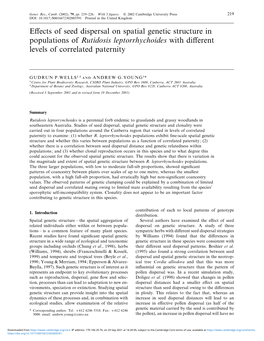 Effects of Seed Dispersal on Spatial Genetic Structure in Populations Of