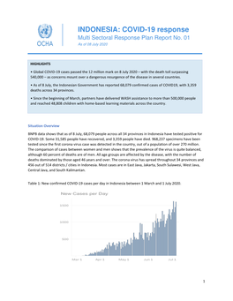 INDONESIA: COVID-19 Response Multi Sectoral Response Plan Report No