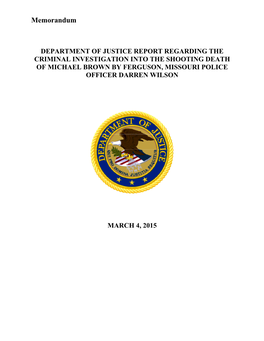 DOJ Report on Shooting of Michael Brown