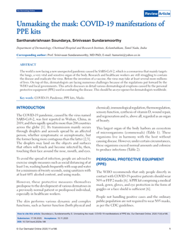 Unmasking the Mask: COVID-19 Manifestations of PPE Kits