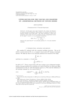 UPPER BOUNDS for the VOLUME and DIAMETER of M-DIMENSIONAL SECTIONS of CONVEX BODIES