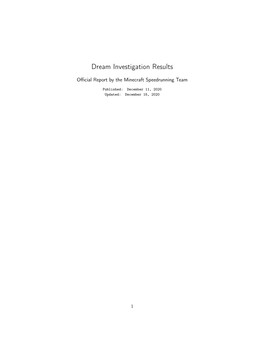 Dream Investigation Results