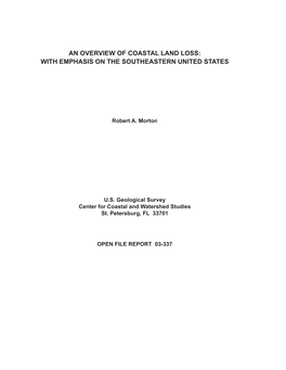 An Overview of Coastal Land Loss: with Emphasis on the Southeastern United States