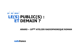 Public(S) : Et Demain ?