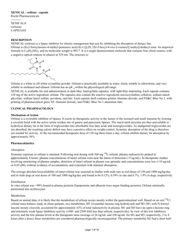 XENICAL - Orlistat Capsule Roche Pharmaceuticals ------XENICAL® (Orlistat) CAPSULES