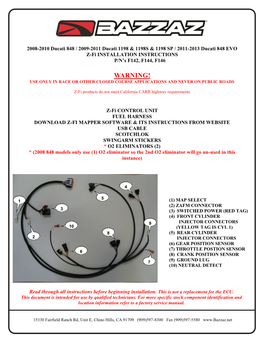 Z-Fi INSTALLATION INSTRUCTIONS P/N’S F142, F144, F146