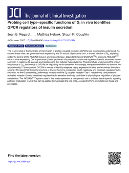 Probing Cell Type–Specific Functions of Gi in Vivo Identifies GPCR Regulators of Insulin Secretion