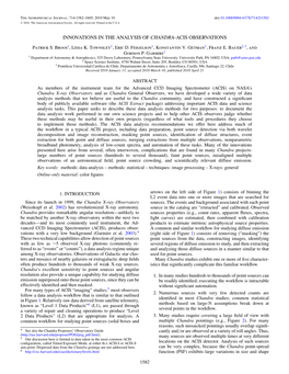 Innovations in the Analysis of Chandra-Acis Observations