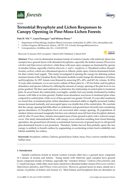 Terrestrial Bryophyte and Lichen Responses to Canopy Opening in Pine-Moss-Lichen Forests