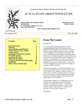 Acacia Stricta 4 1967 Has Published More Than 180 Scientific Papers and Grampians Field Trip Aug 2016 4 Articles, Including More Than 80 Papers in Refereed Journals