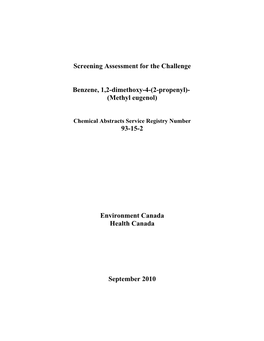 Screening Assessment for the Challenge Benzene, 1,2-Dimethoxy-4