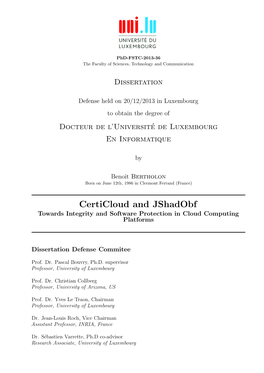 Certicloud and Jshadobf Towards Integrity and Software Protection in Cloud Computing Platforms