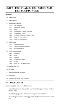 Unit 5 Fish Flakes, Fish Sauce and Fish Soup Powder