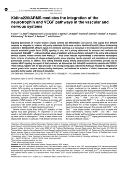 Kidins220/ARMS Mediates the Integration of the Neurotrophin and VEGF Pathways in the Vascular and Nervous Systems