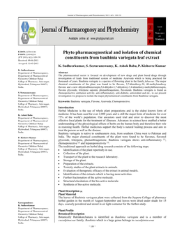 Phyto Pharmacognostical and Isolation of Chemical Constituents