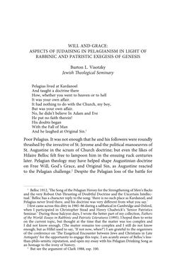 Aspects of Judaising in Pelagianism in Light of Rabbinic and Patristic Exegesis of Genesis
