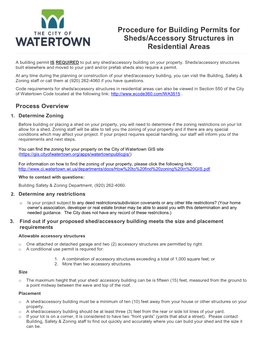 Procedure for Building Permits for Sheds/Accessory Structures in Residential Areas