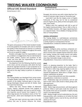 TREEING WALKER COONHOUND Scenthound Group Official UKC Breed Standard ©Copyright 1945, United Kennel Club, Inc