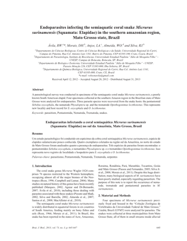 Endoparasites Infecting the Semiaquatic Coral Snake Micrurus Surinamensis (Squamata: Elapidae) in the Southern Amazonian Region, Mato Grosso State, Brazil