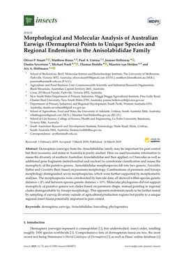 Dermaptera) Points to Unique Species and Regional Endemism in the Anisolabididae Family