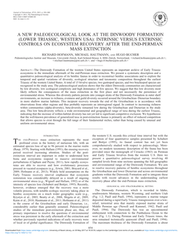 Lower Triassic, Western Usa): Intrinsic Versus Extrinsic Controls on Ecosystem Recovery After the End-Permian Mass Extinction