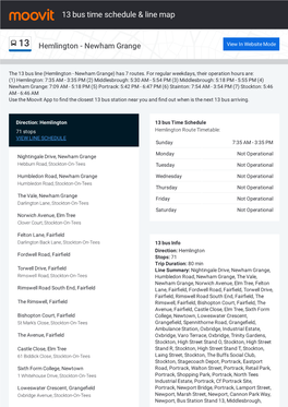 13 Bus Time Schedule & Line Route