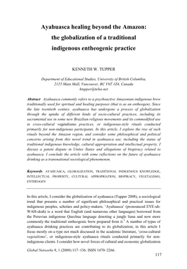 Ayahuasca Healing Beyond the Amazon: the Globalization of a Traditional Indigenous Entheogenic Practice