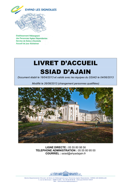 Livret D'accueil Ssiad D'ajain