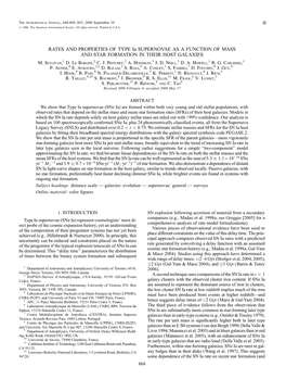 RATES and PROPERTIES of TYPE Ia SUPERNOVAE AS a FUNCTION of MASS and STAR FORMATION in THEIR HOST GALAXIES M