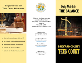 Requirements for Teen Court Volunteers