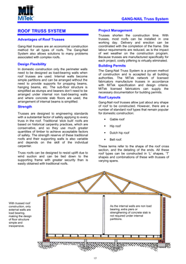 ROOF TRUSS SYSTEM Project Management Trusses Shorten the Construction Time